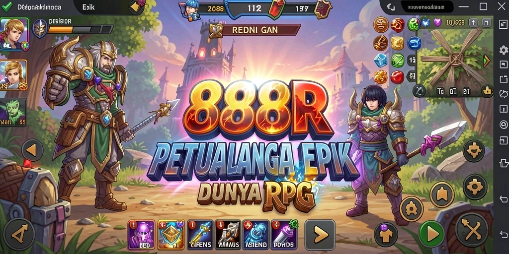 Screenshot 888R menampilkan pertarungan epik antara karakter dalam dunia RPG yang menakjubkan.