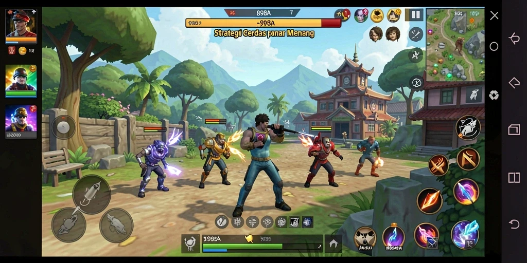 Tampilan gameplay menegangkan dalam 898A yang menunjukkan strategi pertempuran.
