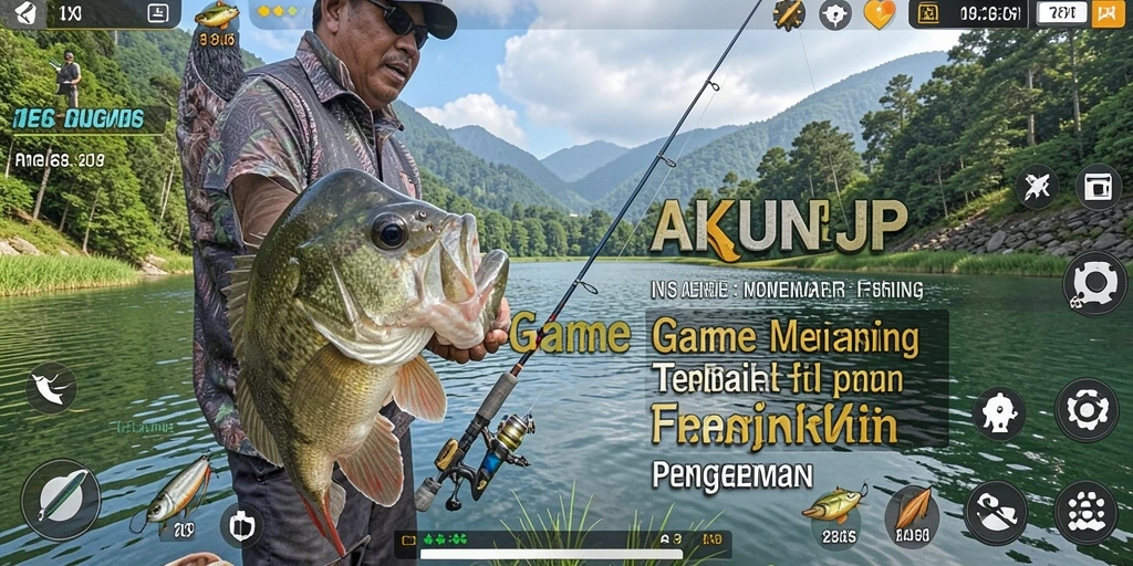Tampilan gameplay AKUNJP yang memukau saat memancing.