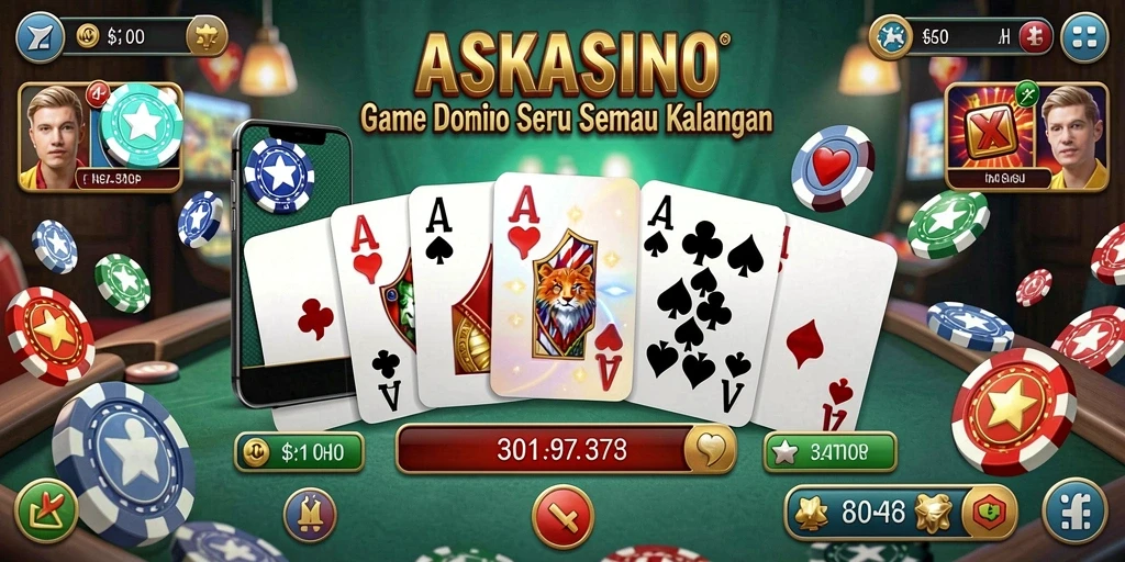 Screenshot gameplay ASKASINO menampilkan momen seru permainan Domino.
