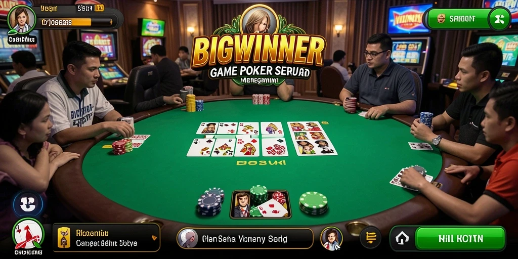 Tampilan gameplay poker seru di BIGWINNER yang mendebarkan.