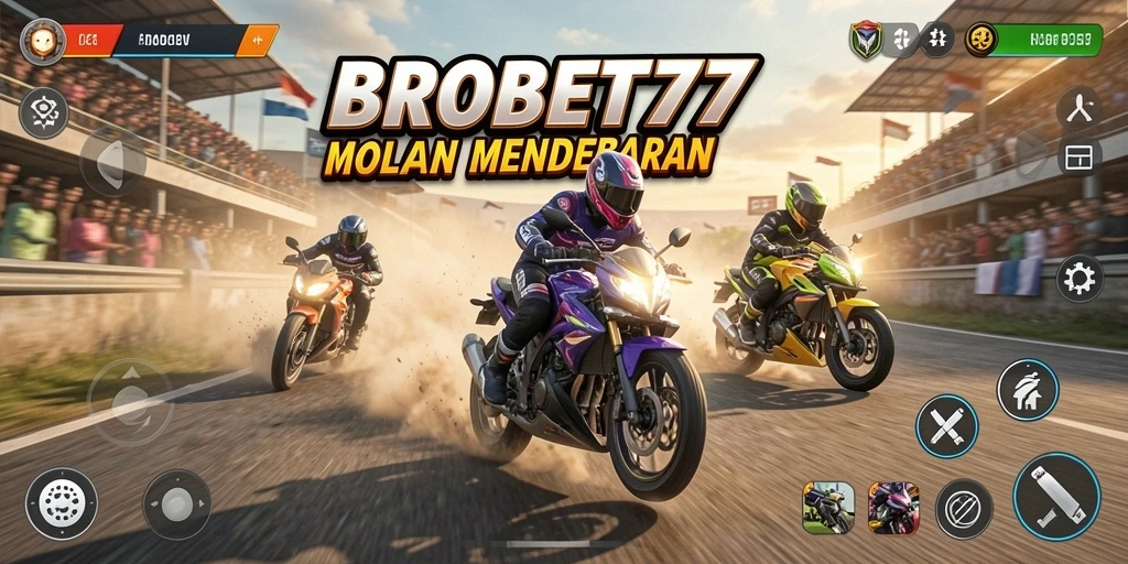 Tampilan gameplay menarik dari BROBET77 saat balapan motor.