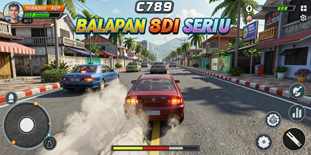 Tampilan permainan balapan mendebarkan di C789.