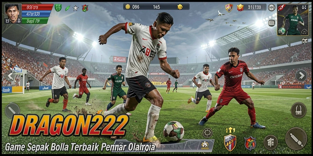 Gameplay mendebarkan DRAGON222 dalam aksi sepak bola.