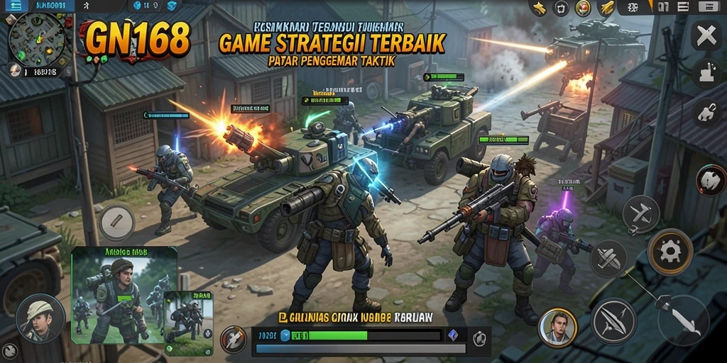 Tampilan gameplay GN168 dengan berbagai taktik dan strategi yang menarik.