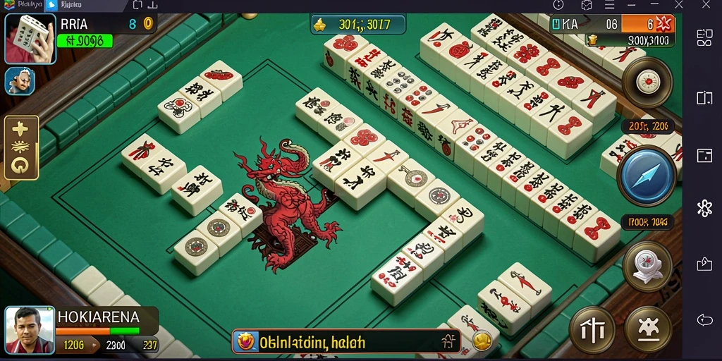 Screenshot HOKIARENA menampilkan gameplay Mahjong yang seru.