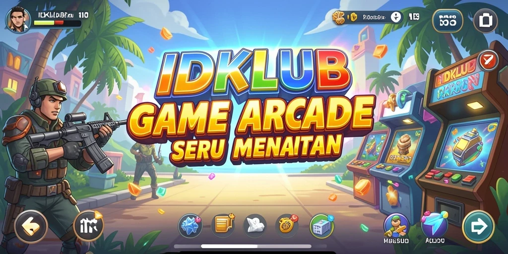 Screenshot utama dari gameplay IDKLUB menampilkan aksi seru di game Arcade.