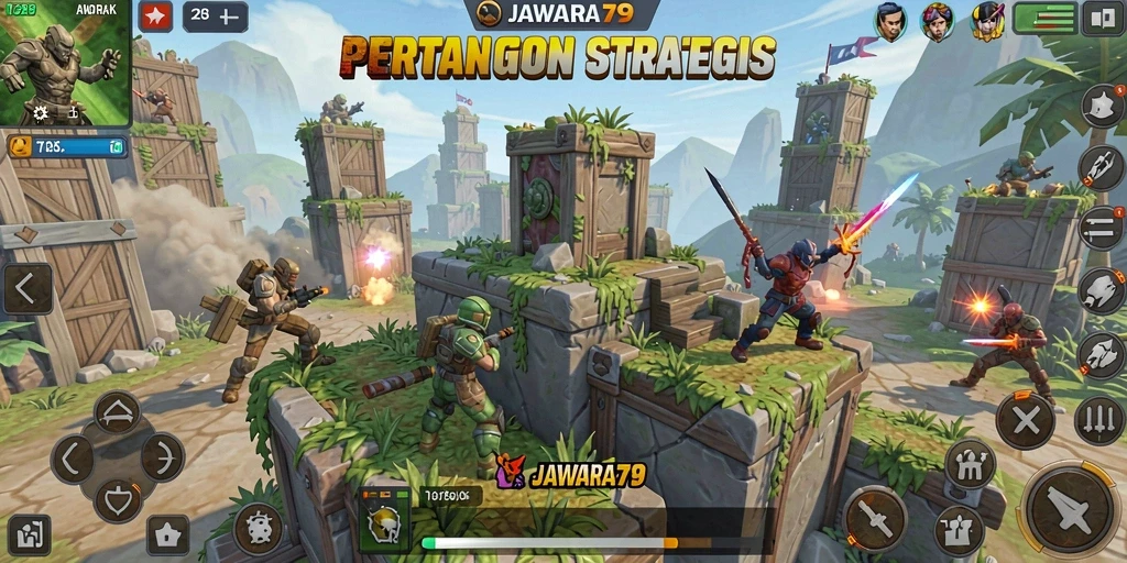 Gameplay JAWARA79 menampilkan aksi pertahanan menara yang seru dan strategis.