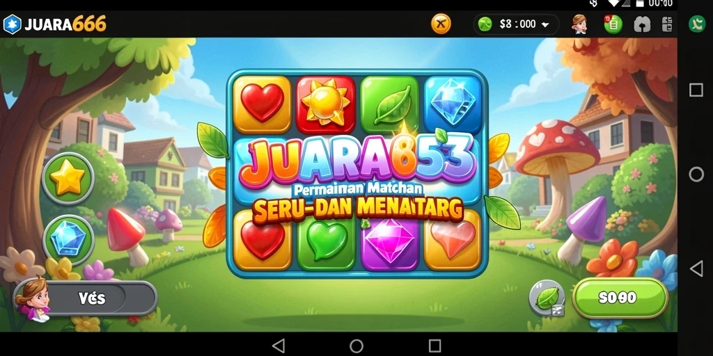 Tampilan gameplay seru JUARA666 dengan tantangan Match-3.