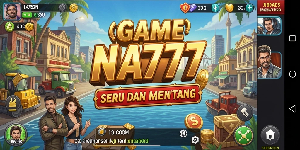 Tampilan gameplay NA777 dengan strategi manajemen bisnis yang seru.