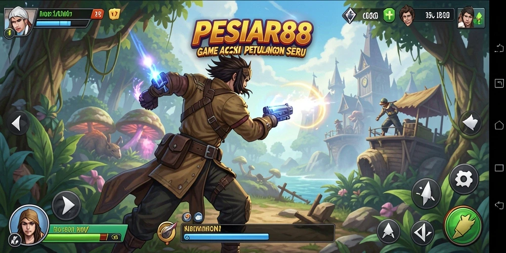 Screenshot gameplay PESIAR88 menunjukkan aksi seru dan serangan mendebarkan.