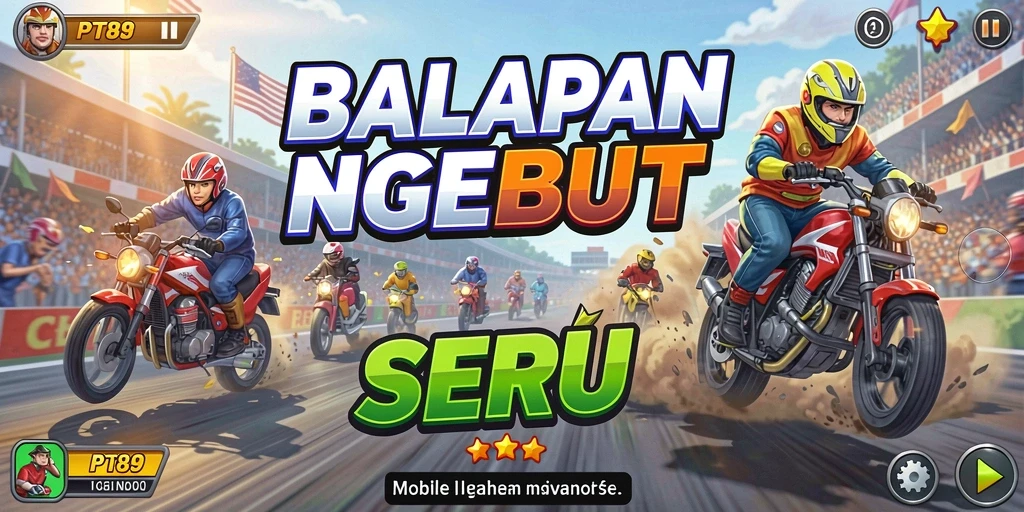 Screenshot gameplay PT89 menampilkan mobil balap dalam aksi mendebarkan.