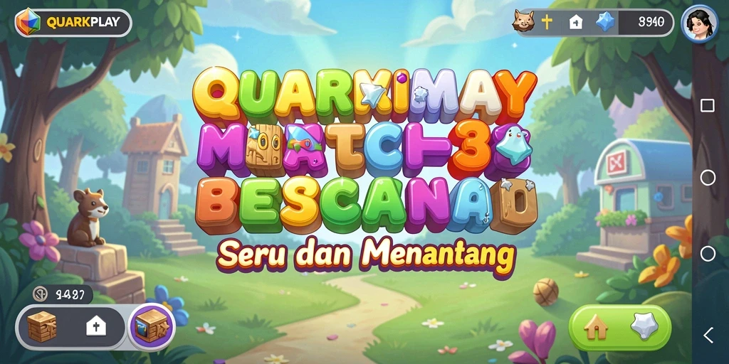 Tampilan gameplay Match-3 yang seru dan penuh warna.