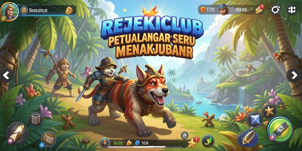 Tangkapan layar utama gameplay REJEKICLUB yang memperlihatkan suasana petualangan yang menarik.