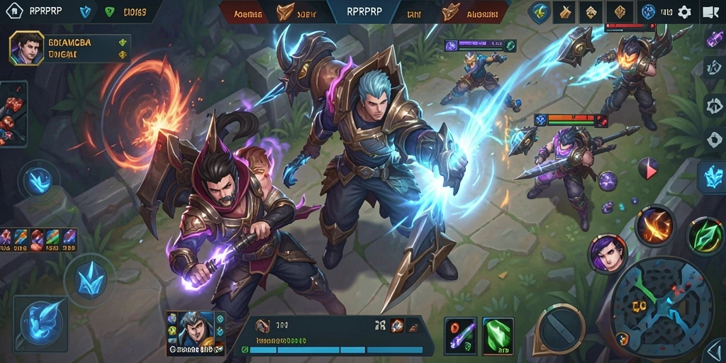 Tampilan menarik dari gameplay RPRPRP dengan aksi MOBA yang seru.