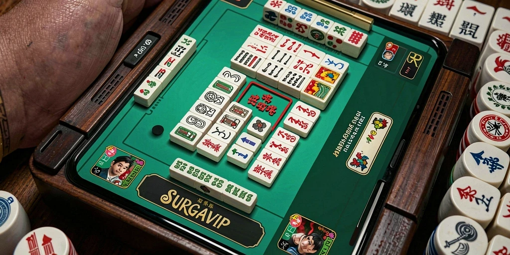 Tampilan gameplay menyenangkan dan menarik dari SURGAVIP Mahjong.