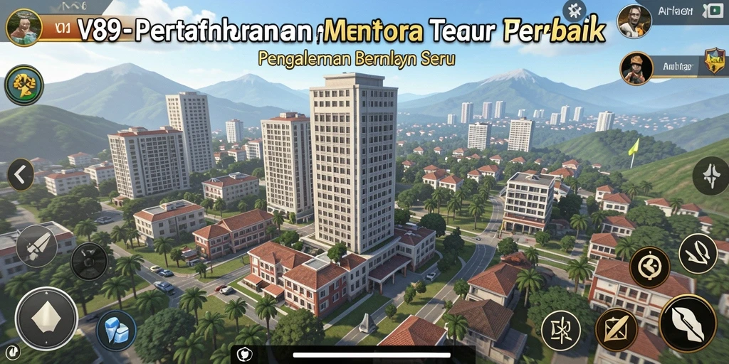 Tampilan gameplay V89 menampilkan strategi pertahanan menara yang seru.