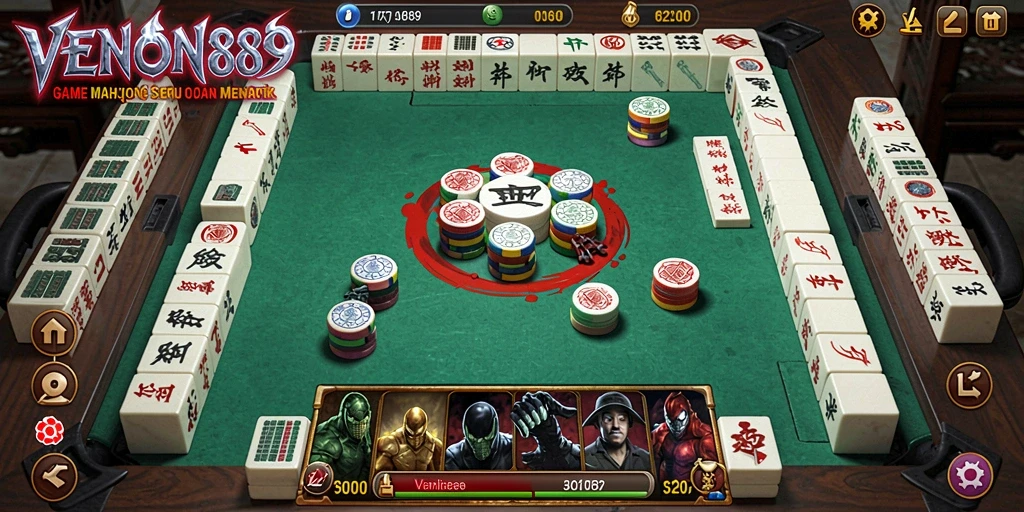 Screenshot utama VENOM889 menunjukkan gameplay Mahjong yang menantang.