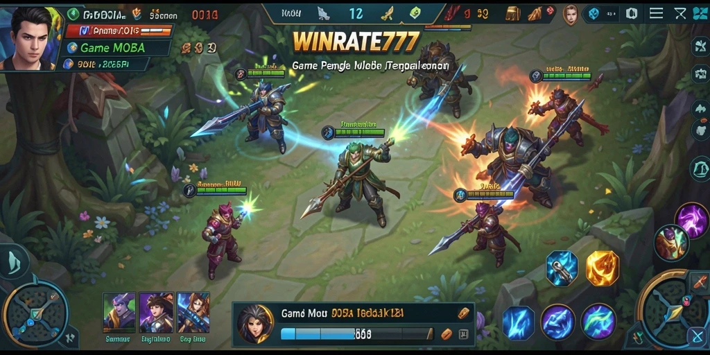 Tangkapan layar dari gameplay seru WINRATE777 dalam aksi MOBA.